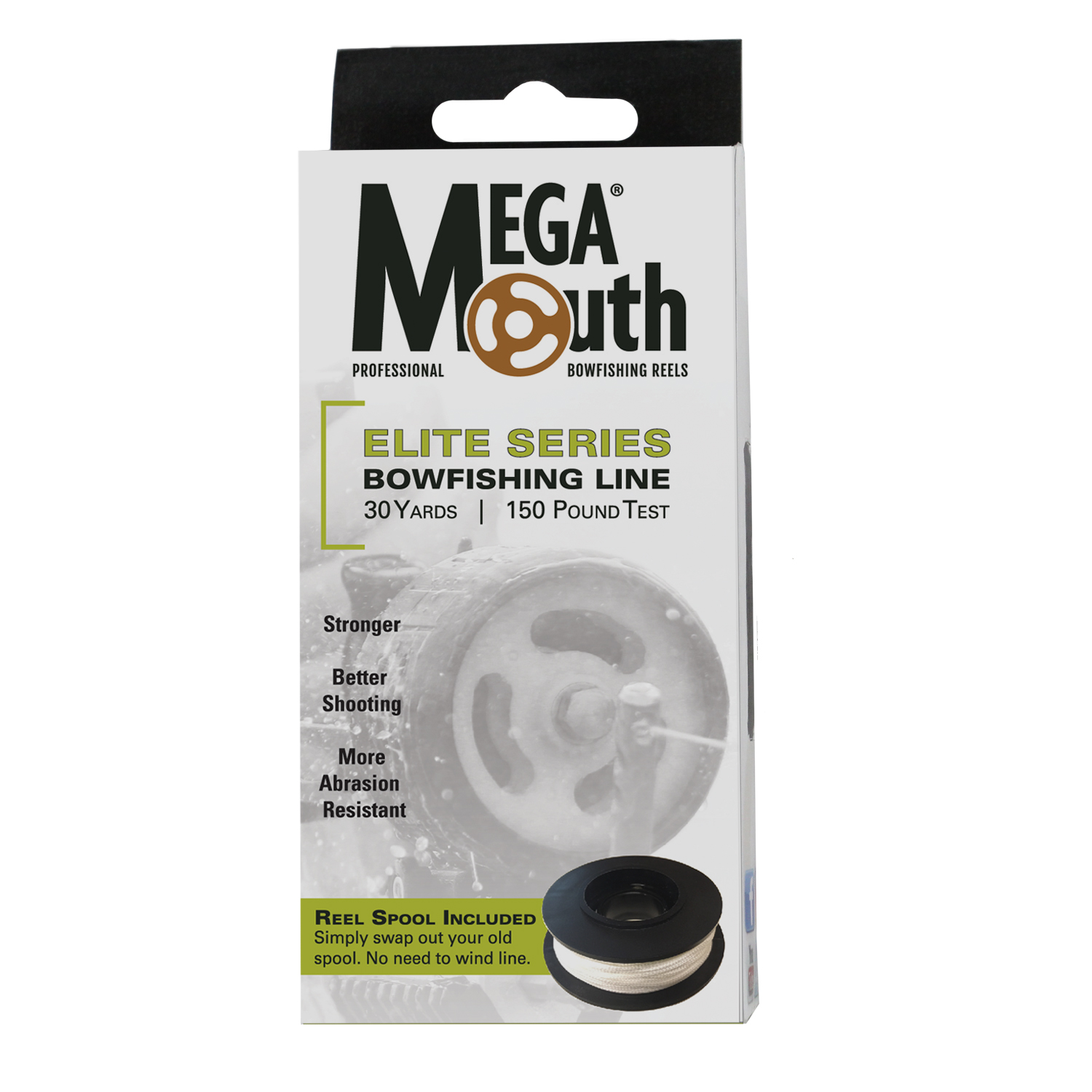 Megamouth Spool with Elite Series 150lb Bowfishing Line – 30 Yards