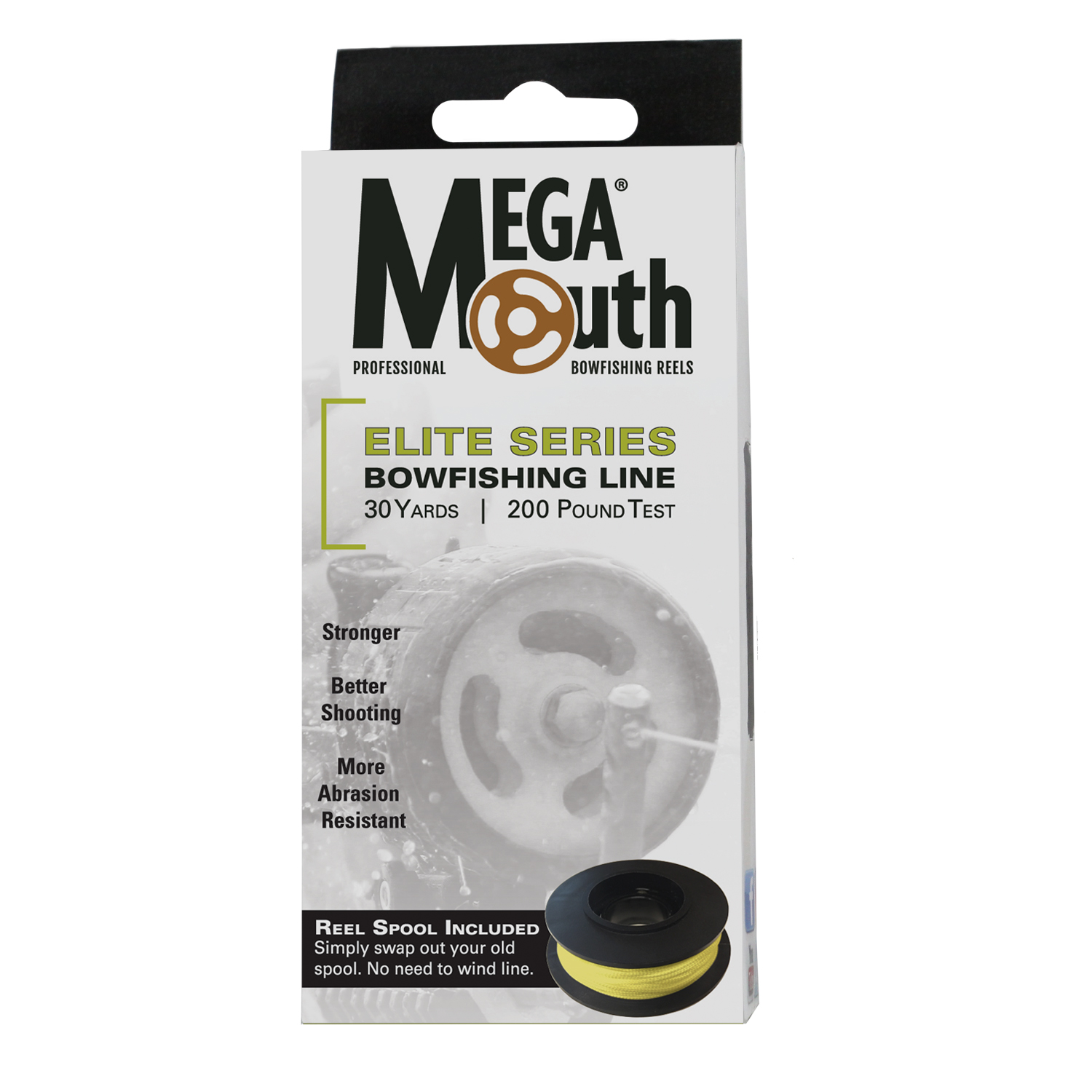 Megamouth Spool with Elite Series 200lb Bowfishing Line – 30 Yards